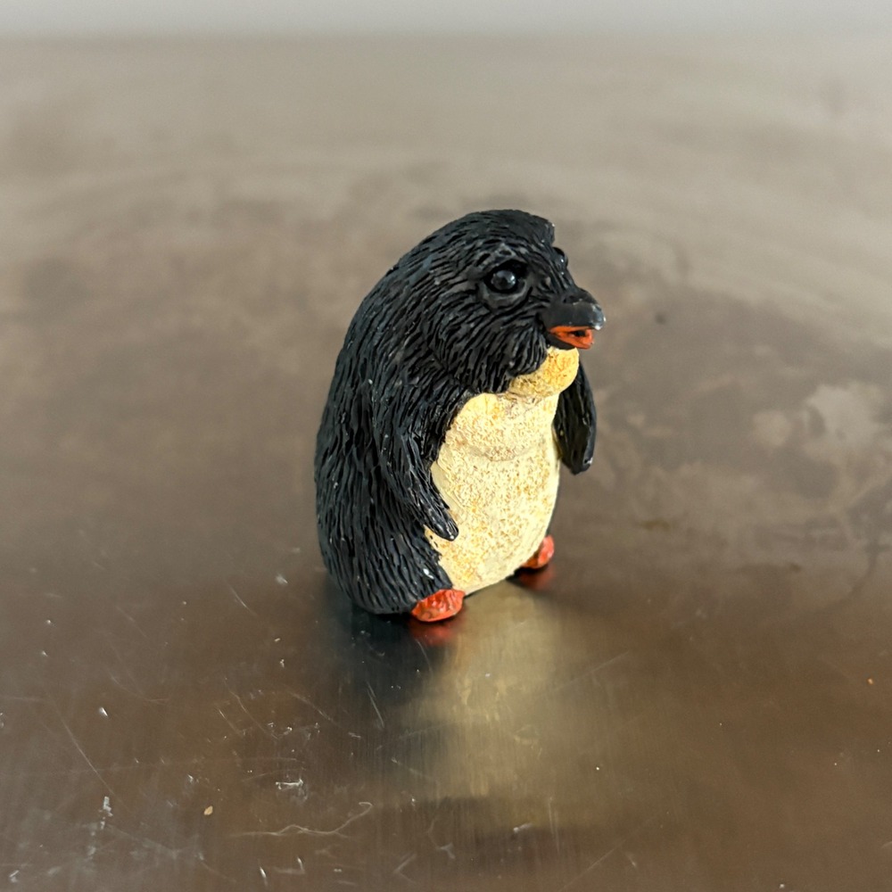 Miniature Penguin Figurine Black Yellow‎ Orange Feet Collectible Small